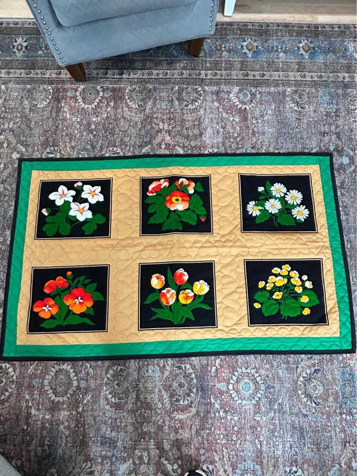 Pat Klem "Garden Windows" Hand-Quilted Wall Hanging (1991)