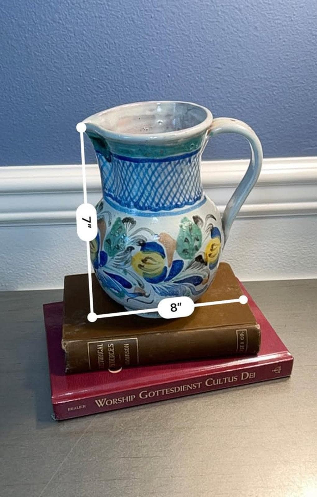 Gto. Mex. Hand-Painted Artisan Pitcher - Guanajuato Folk Art