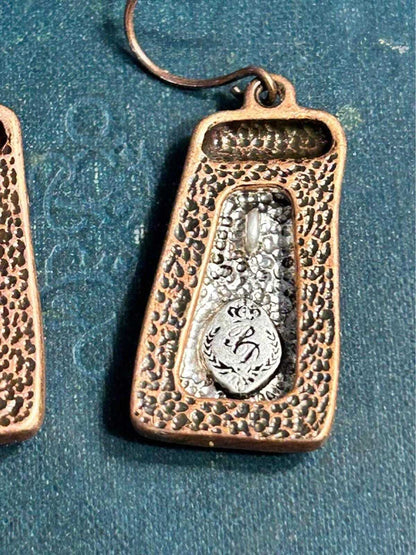 Premier Designs Vintage Mixed Metal Abstract Geometric Dangle Earrings