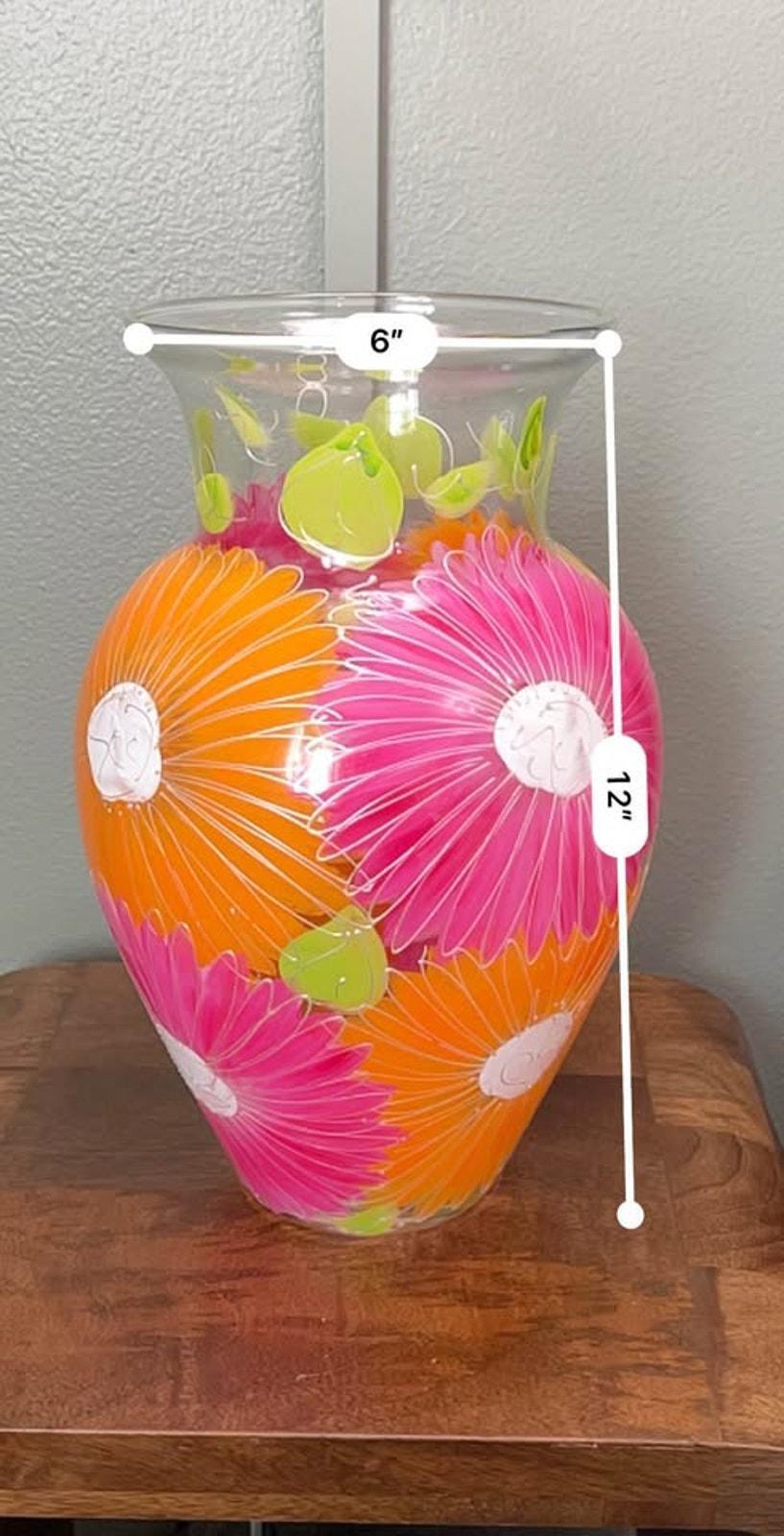 Vibrant Hand-Painted Daisy Large Pitcher & Vase Set – Leslie Painted Glass