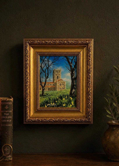 Vintage 1985 D. Mooney Original Framed Painting of St Davids Cathedral