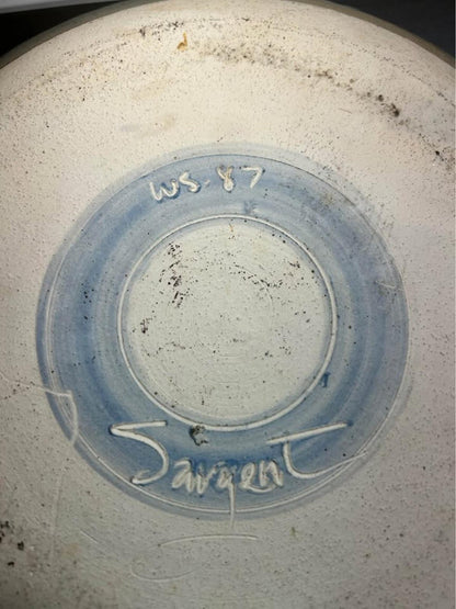 Walter Sargent 1987 Signed Large Floral Stoneware Bowl - 15.5 Inch
