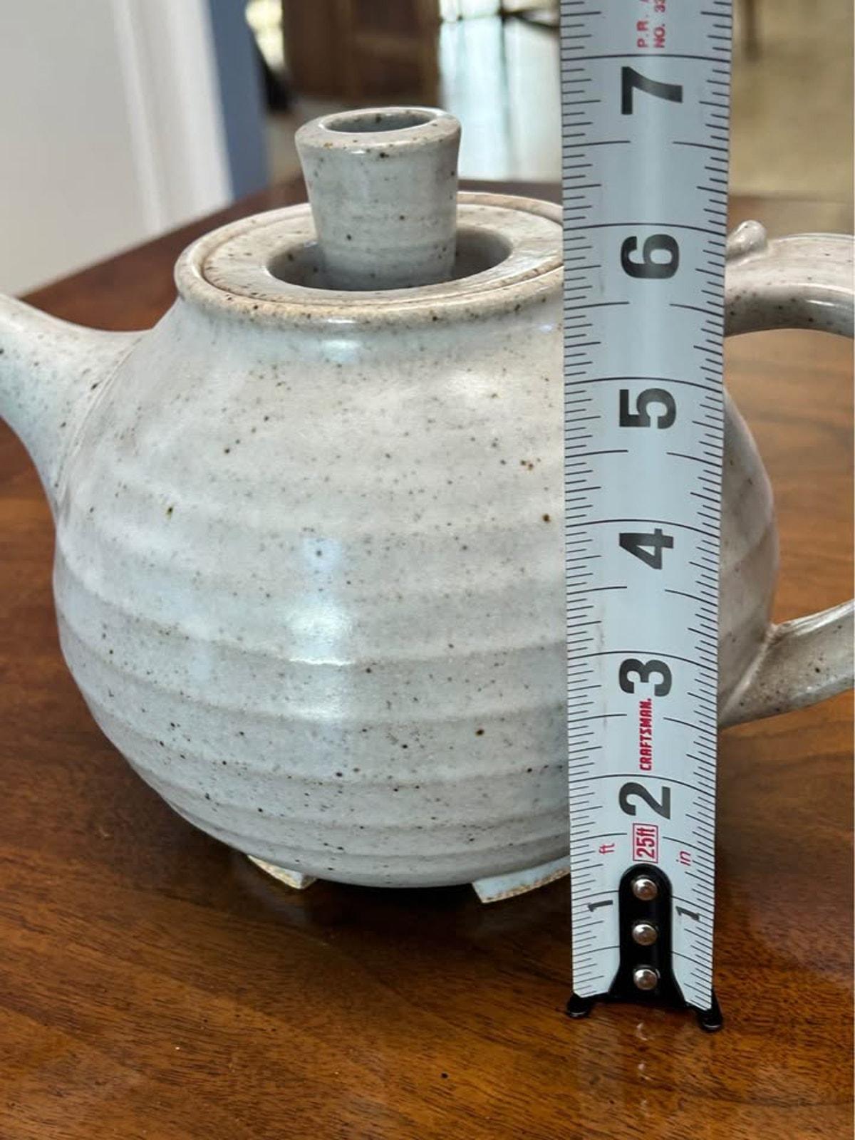 Vintage Bruno Kark Studio Pottery Teapot Ribbed Stoneware With Elongated Spout