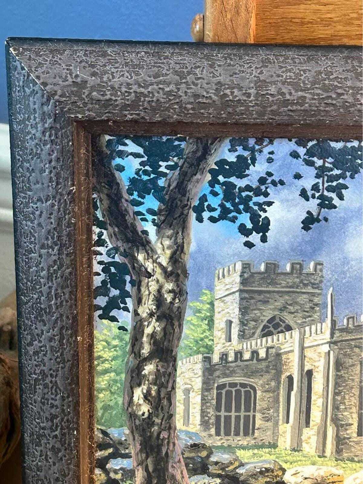 Vintage 1984 D. Mooney Original English Parish Church Landscape Painting