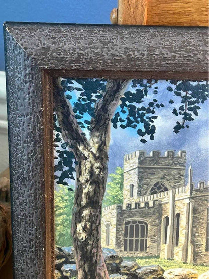 Vintage 1984 D. Mooney Original English Parish Church Landscape Painting