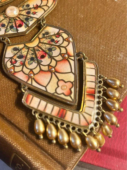 Vintage Michal Negrin Neo-Victorian Floral Crystal Statement Bib Necklace