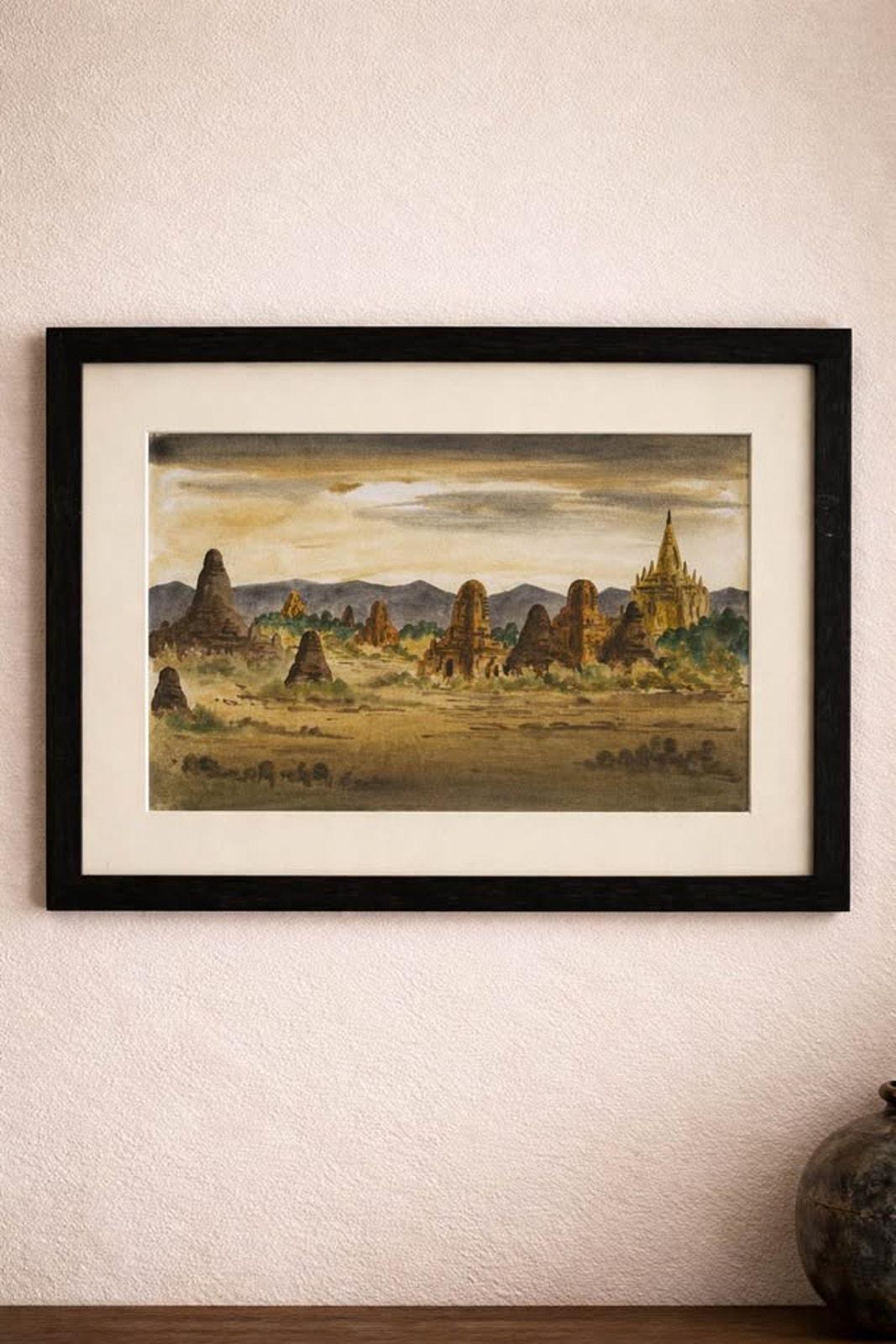 Arabian Collections Gallery - Bagan Myanmar Watercolor Set - 3 Framed Originals