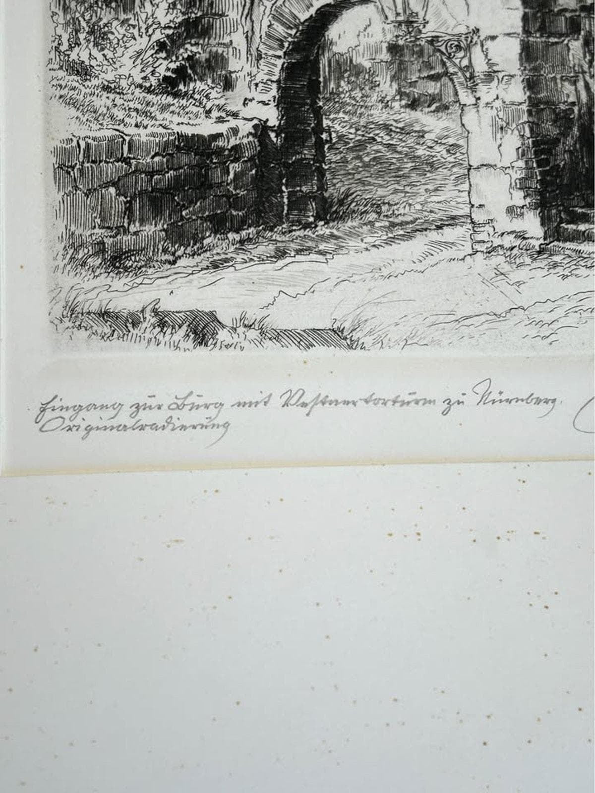 Antique Paul Geissler Original Pencil Signed Architectural Etchings Rothenburg and Nuremberg Pair