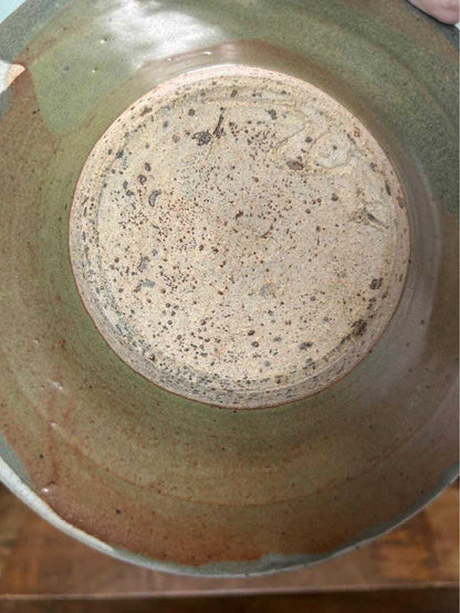 Signed Studio Pottery Bowl on Hand-Forged Iron Tripod Standard