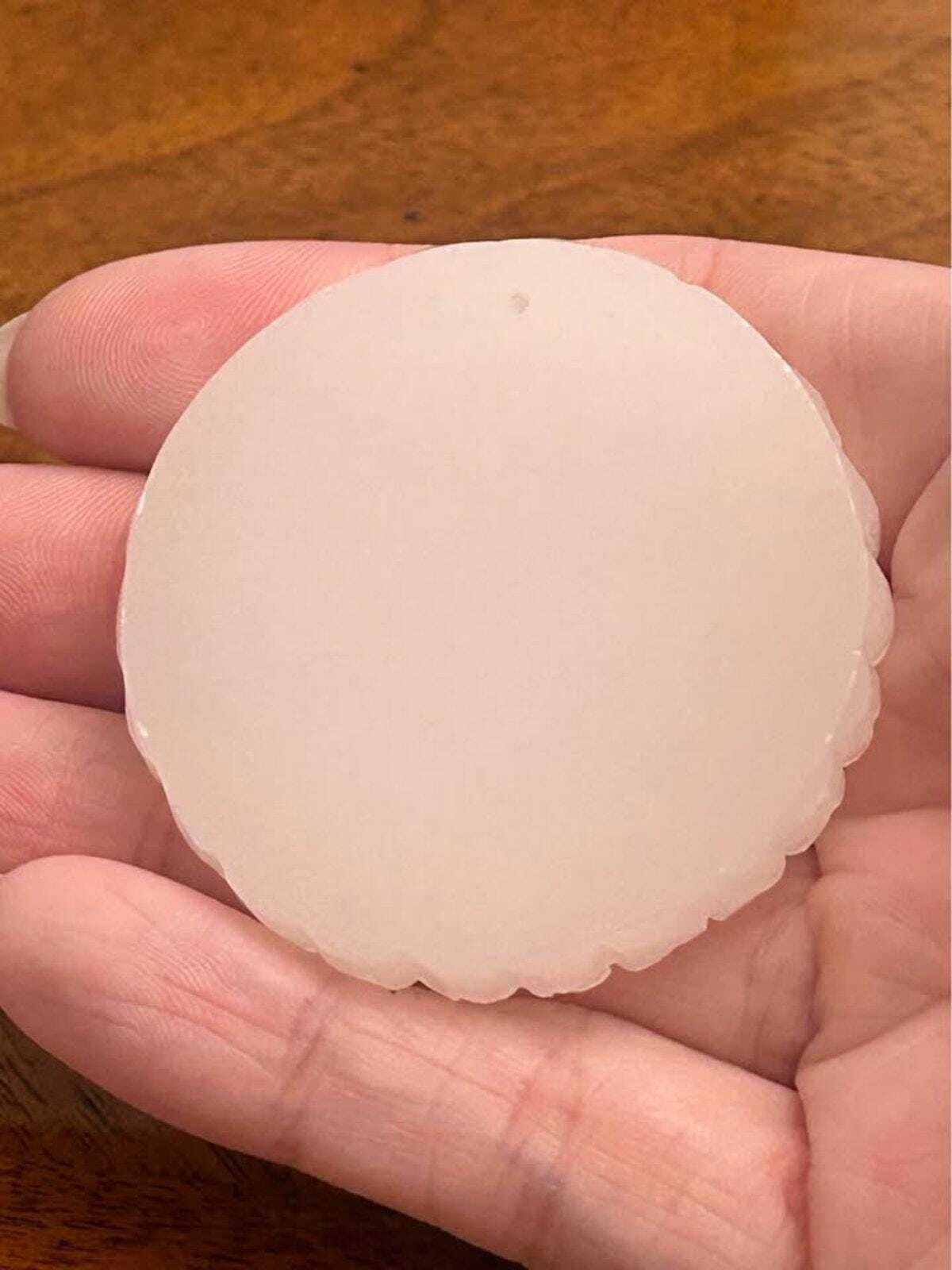 Vintage Chinese White Glass Fu Character Pendant Good Fortune Medallion