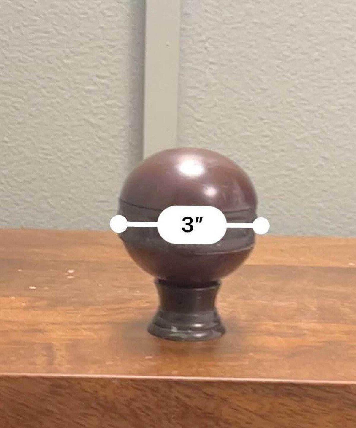 Vintage Mahogany Wood Sphere Finials – Carved Studded Detail, MCM Drapery Hardware