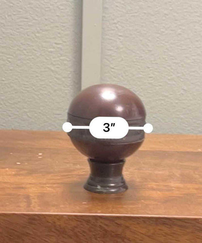 Vintage Mahogany Wood Sphere Finials – Carved Studded Detail, MCM Drapery Hardware