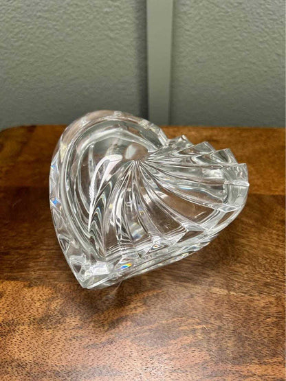 Gorham Germany Lead Crystal Ribbed Lidded Heart Trinket Box