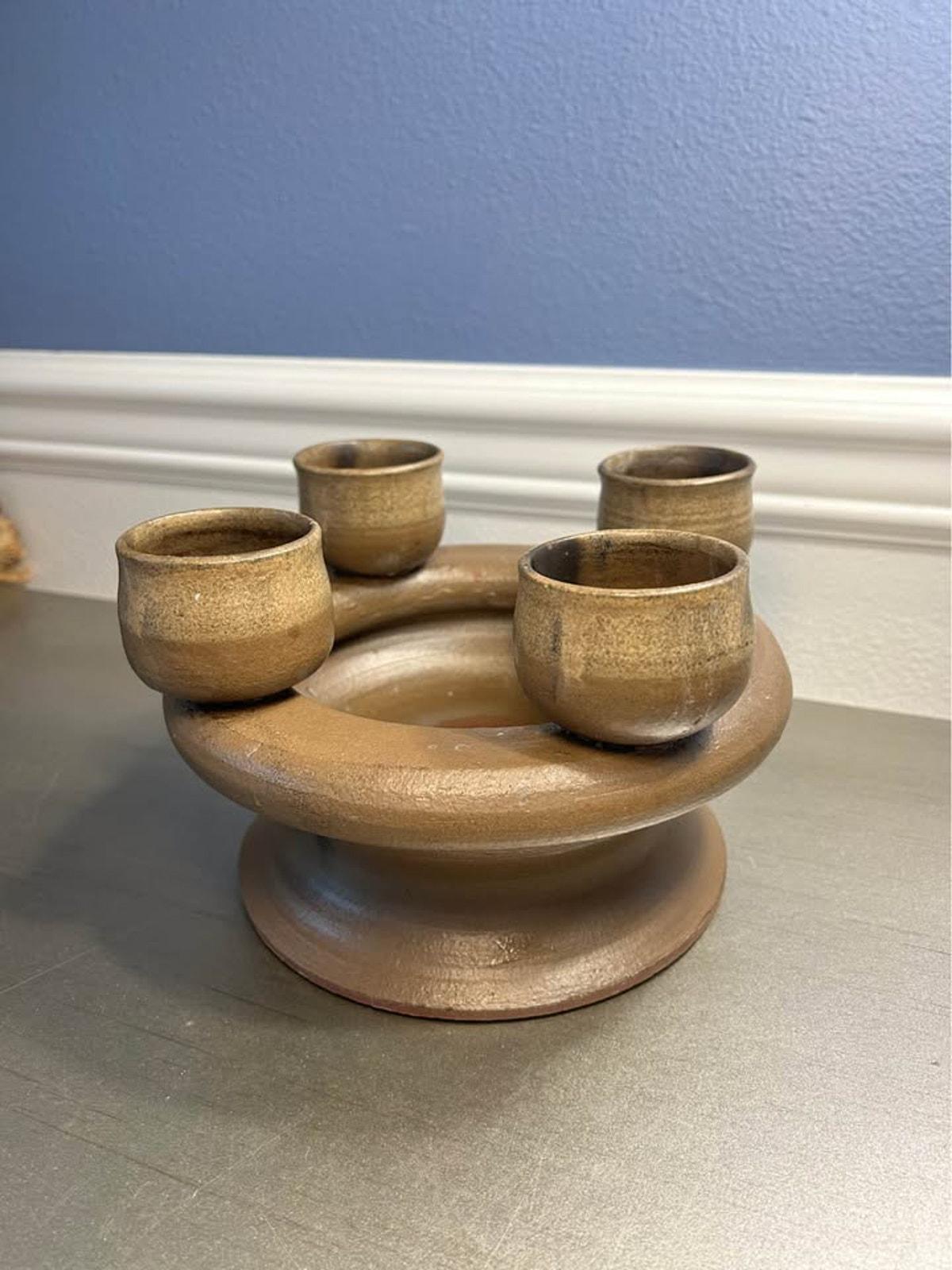 Vintage 1980s Andy Phibbs Studio Pottery Candelabra