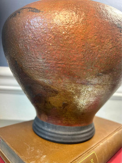 Neff 1993 Studio Pottery Urn | Brutalist Metallic Ceramic Vessel | Earthy Wabi Sabi Decor