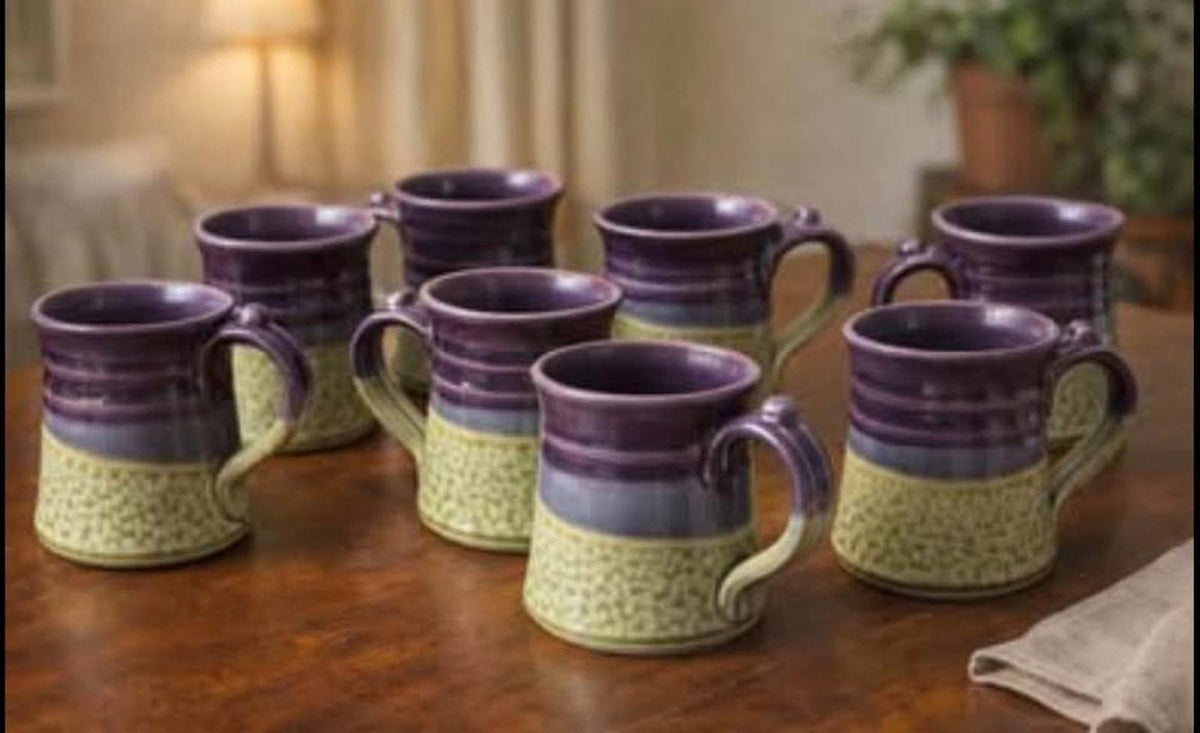 Tom Hudak Studio Pottery 10-Piece Service Set - Amethyst & Lichen Glaze