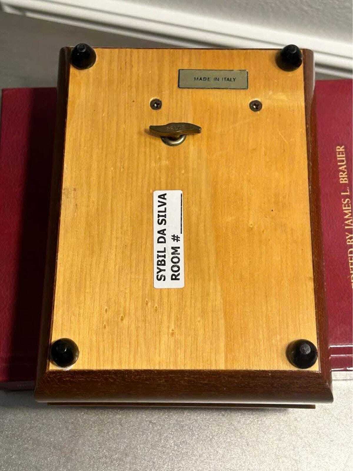 Vintage Italian Wood Music Jewelry Box with Swiss Reuge Movement