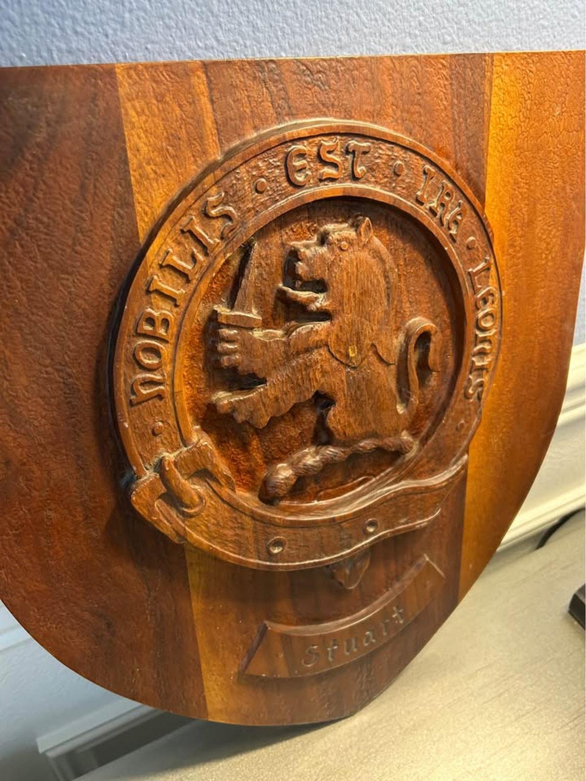 Vintage Hand-Carved Stuart of Appin Clan Crest by Miles – Port Orchard, WA