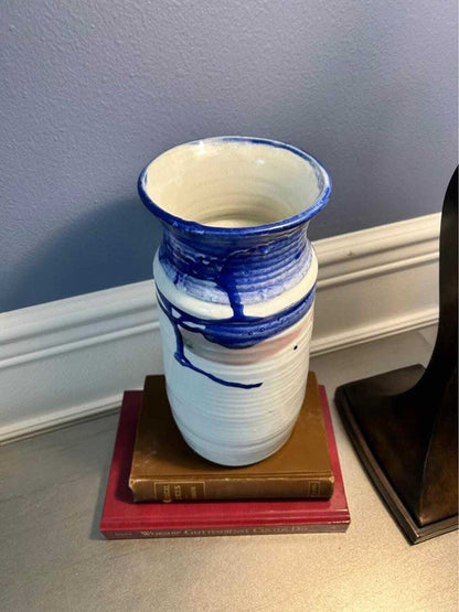 V. Keaveny Signed Studio Pottery - MCM Drip Glaze Stoneware
