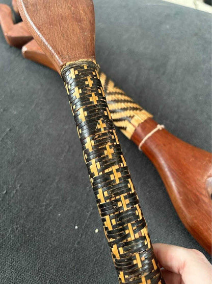 Vintage Fijian Cannibal Forks – Vesi Wood & Magimagi Weaving, Tribal Art