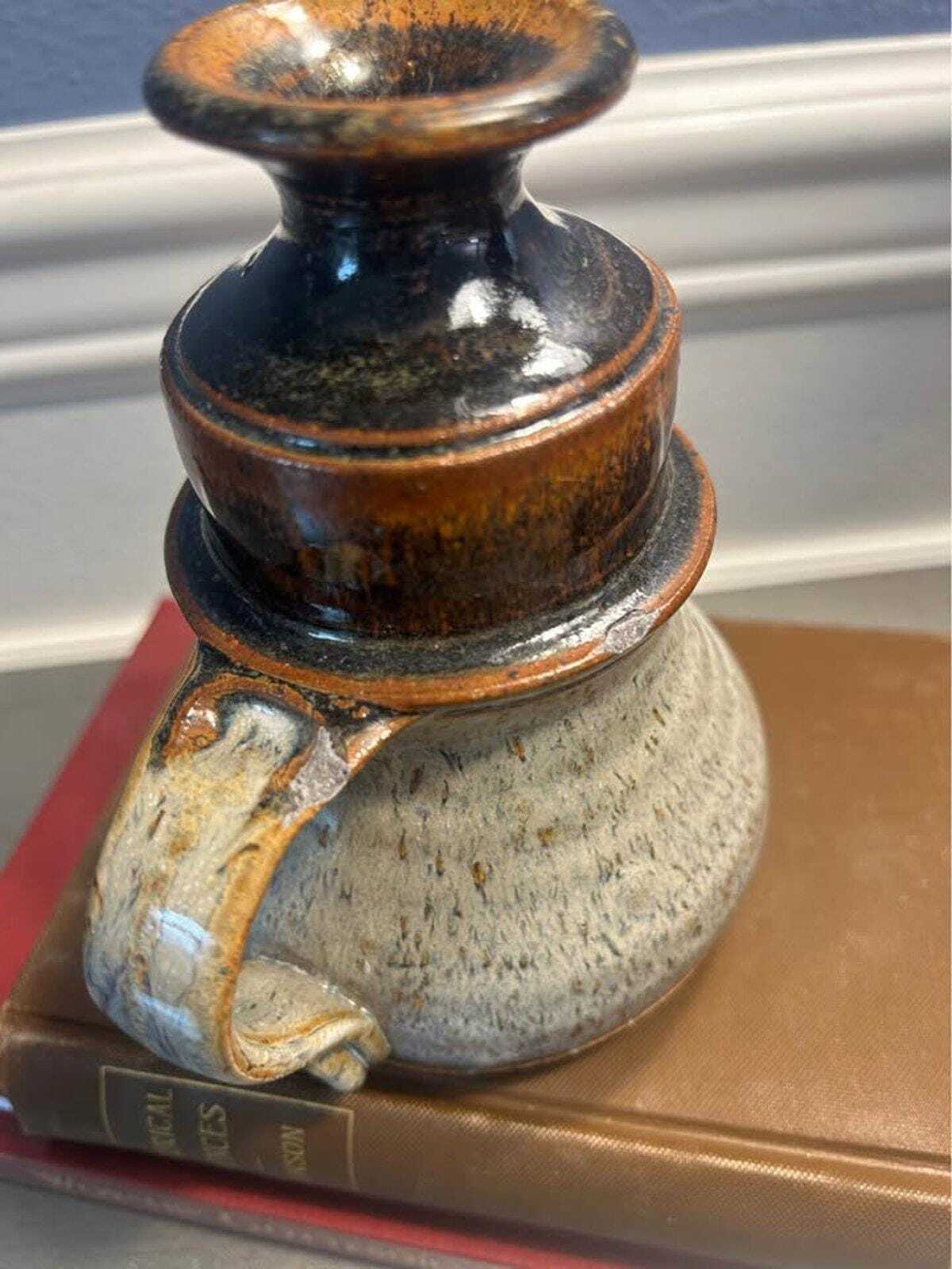 Bueran 1983 Hand-Thrown Studio Pottery Jar with Butterfly Motif