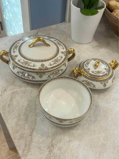Antique Haviland & Co. Limoges Porcelain 3-Piece Serving Set
