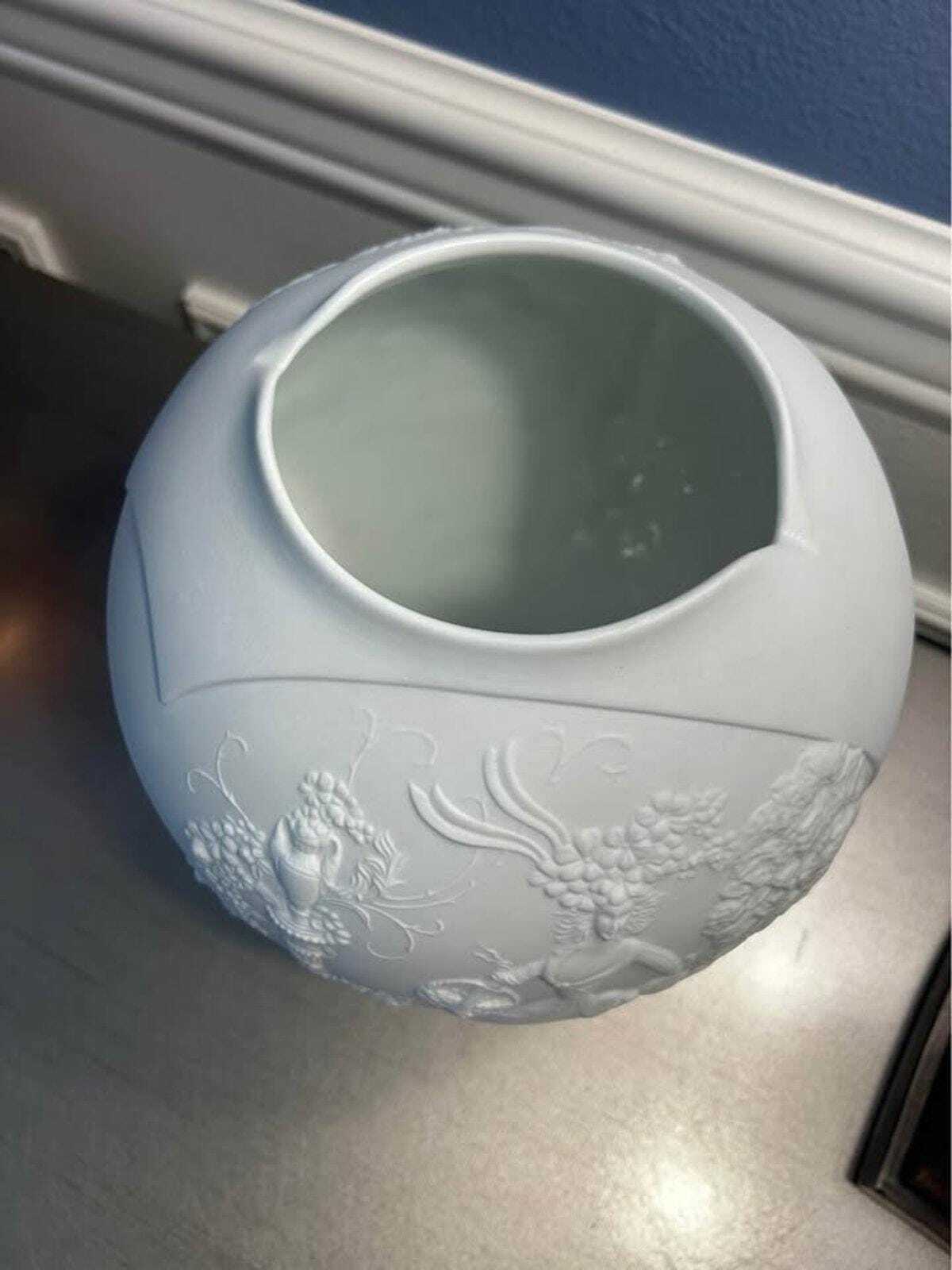Kaiser Germany Manfred Frey White Bisque Relief Globe Vase | Model 0318