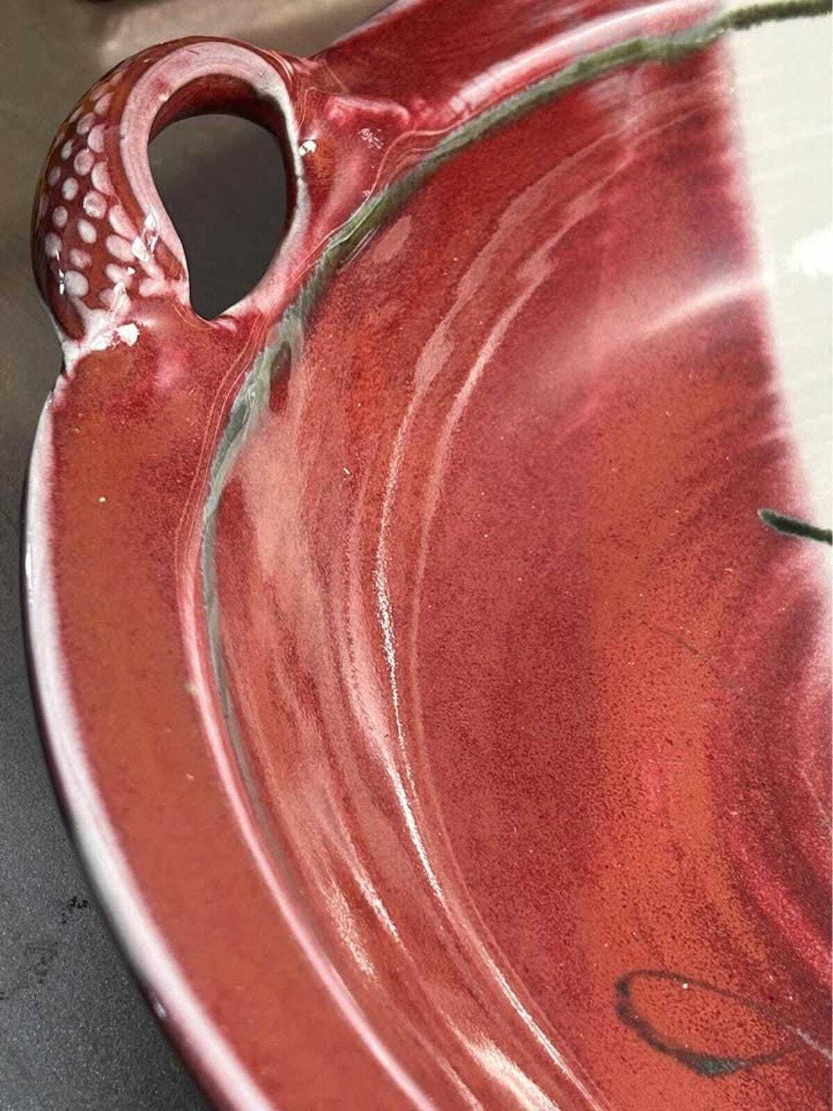 Jerry Pollari Studio Pottery Platter | Abstract Oxblood Bowl | Oregon Ceramic Art