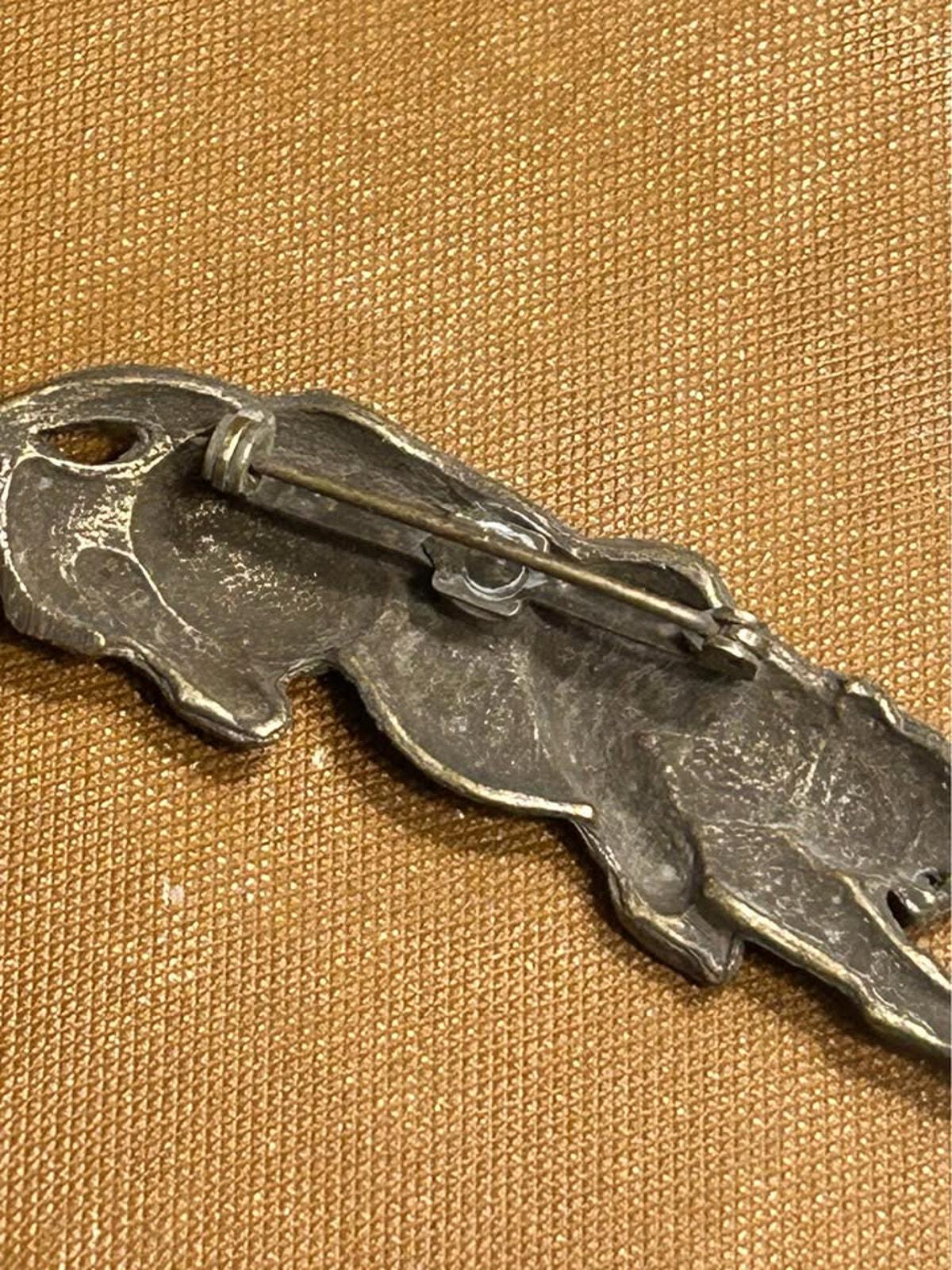 Vintage Brass Tone Crouching Leopard Brooch - 3 Inch