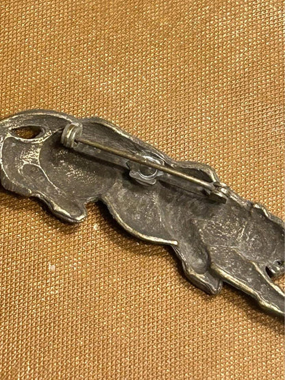 Vintage Brass Tone Crouching Leopard Brooch - 3 Inch