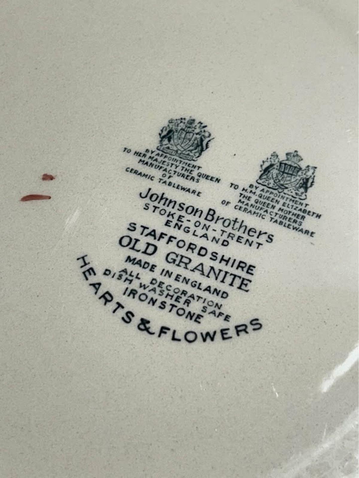 Vintage Johnson Brothers Hearts and Flowers Staffordshire Ironstone 7-Piece Mixed Dishware Set