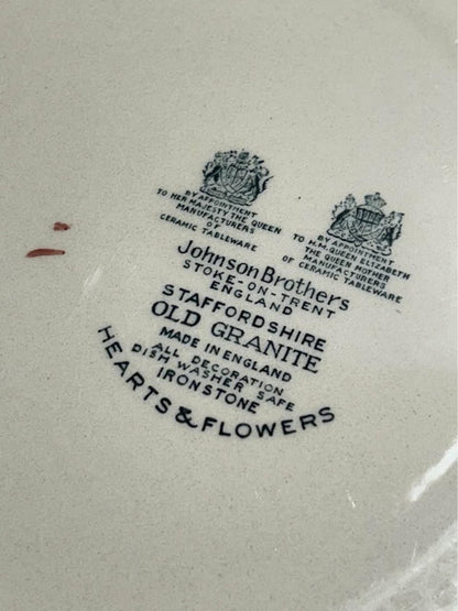 Vintage Johnson Brothers Hearts and Flowers Staffordshire Ironstone 7-Piece Mixed Dishware Set