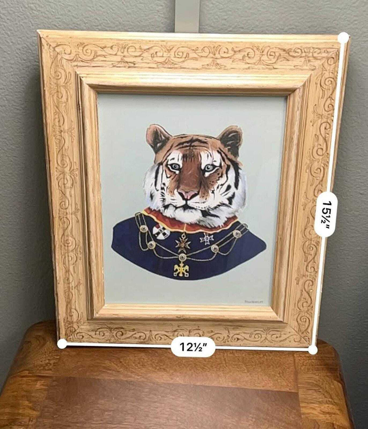 Ryan Berkley Signed Tiger Portrait, Framed Anthropomorphic Animal Art