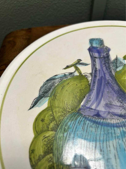 Shafford Ware Mid-Century Ironstone 10" Fruit & Bottle Plate