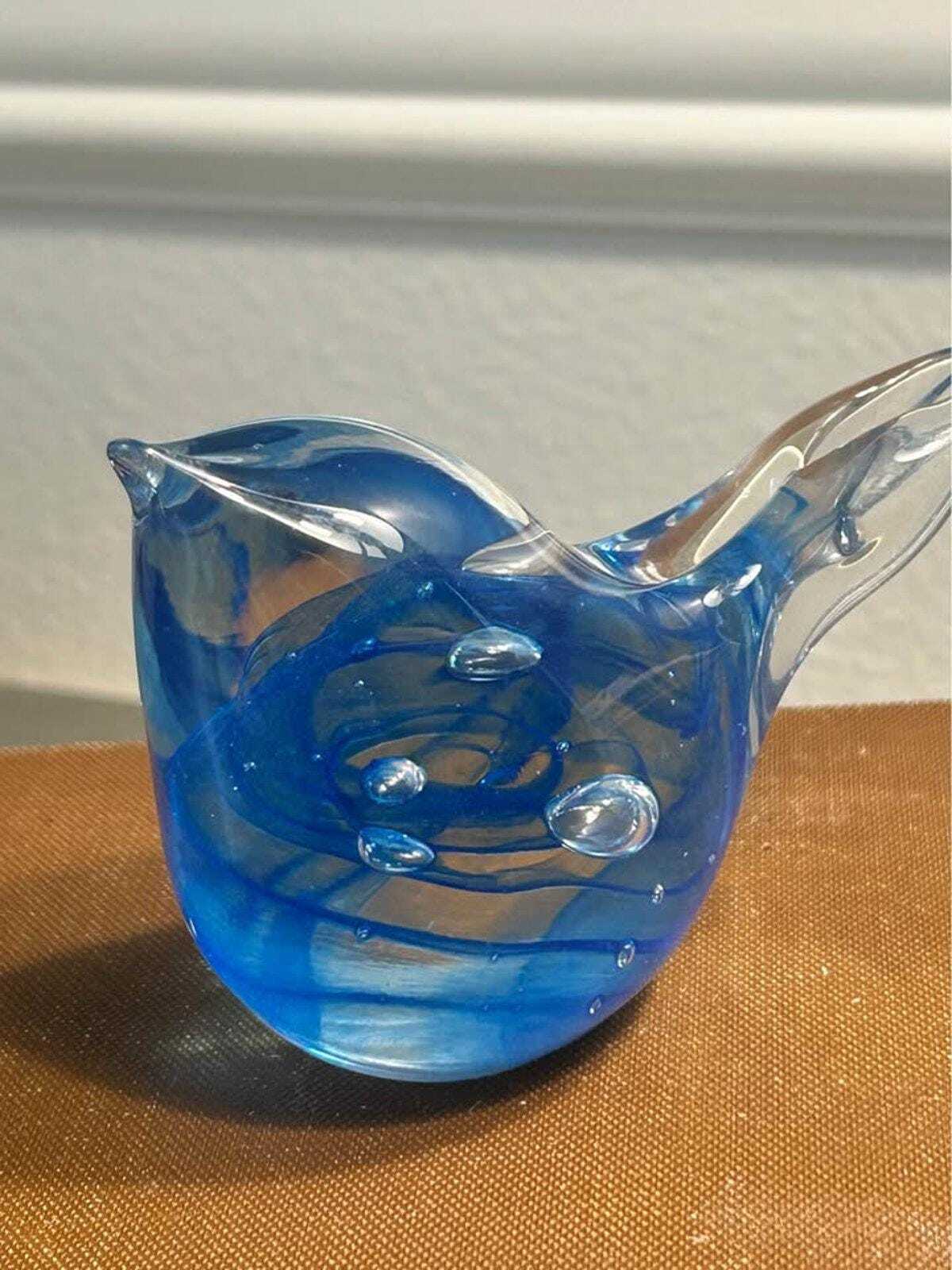Vintage Controlled Bubble Hand-Blown Art Glass Bird