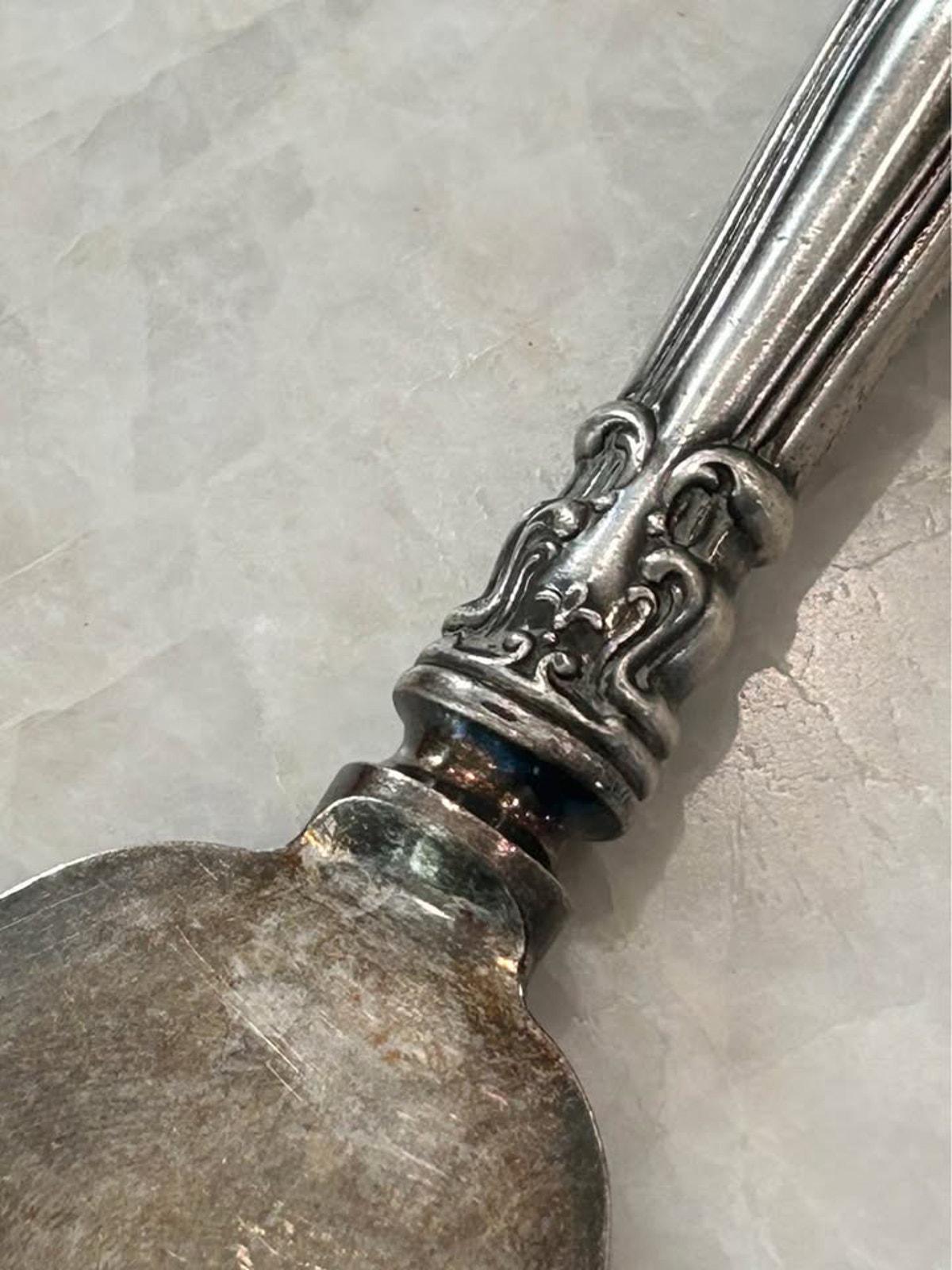 Antique Sterling Silver Ornate Pie and Cake Server Rococo Monogram
