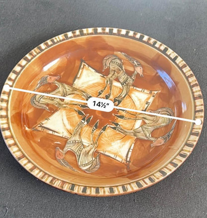Monique Abatt Signed Studio Pottery Bowl – Hand-Painted Gazelle Motif, Mid-Century Ceramic Art