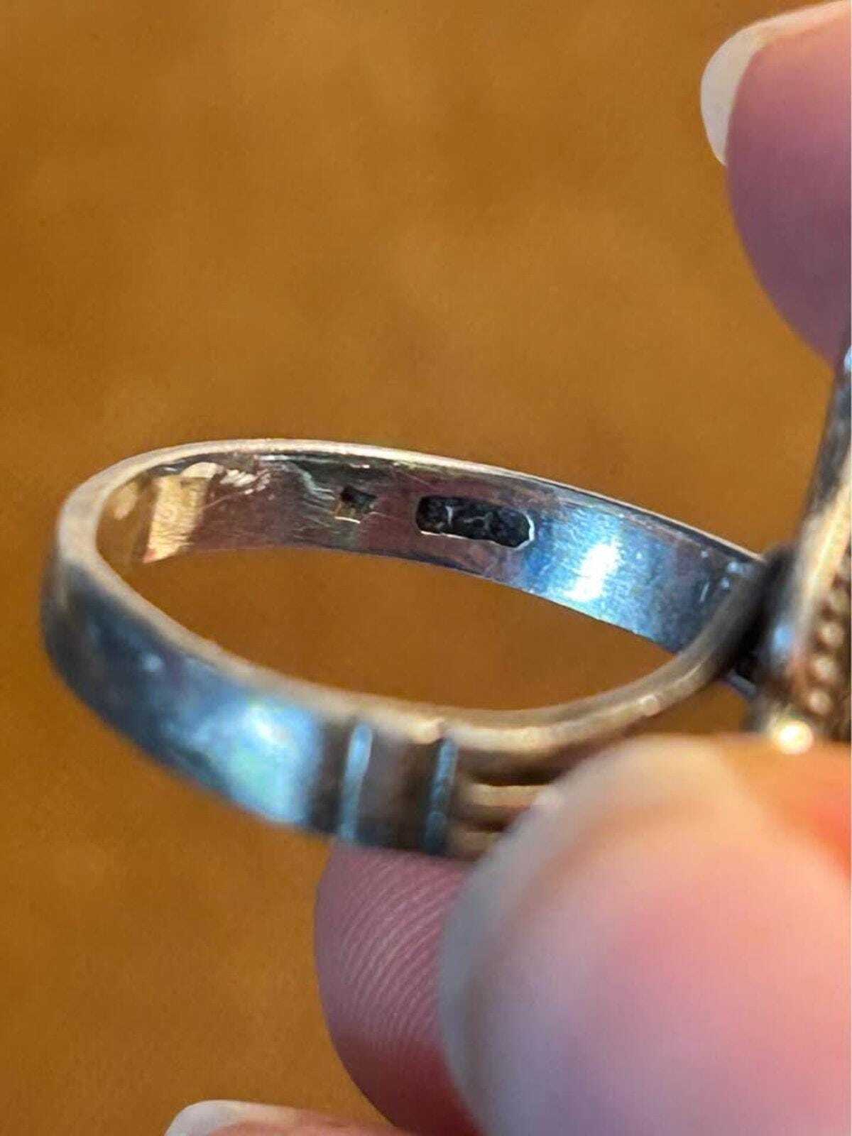 Vintage Sodalite 925 Sterling Silver Elongated Statement Ring Size 8
