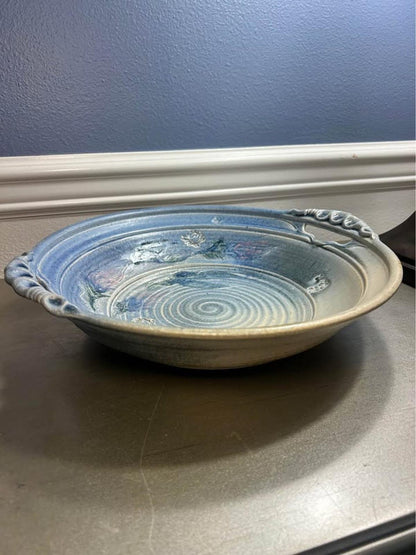 Walter Sargent 1987 Signed Large Floral Stoneware Bowl - 15.5 Inch