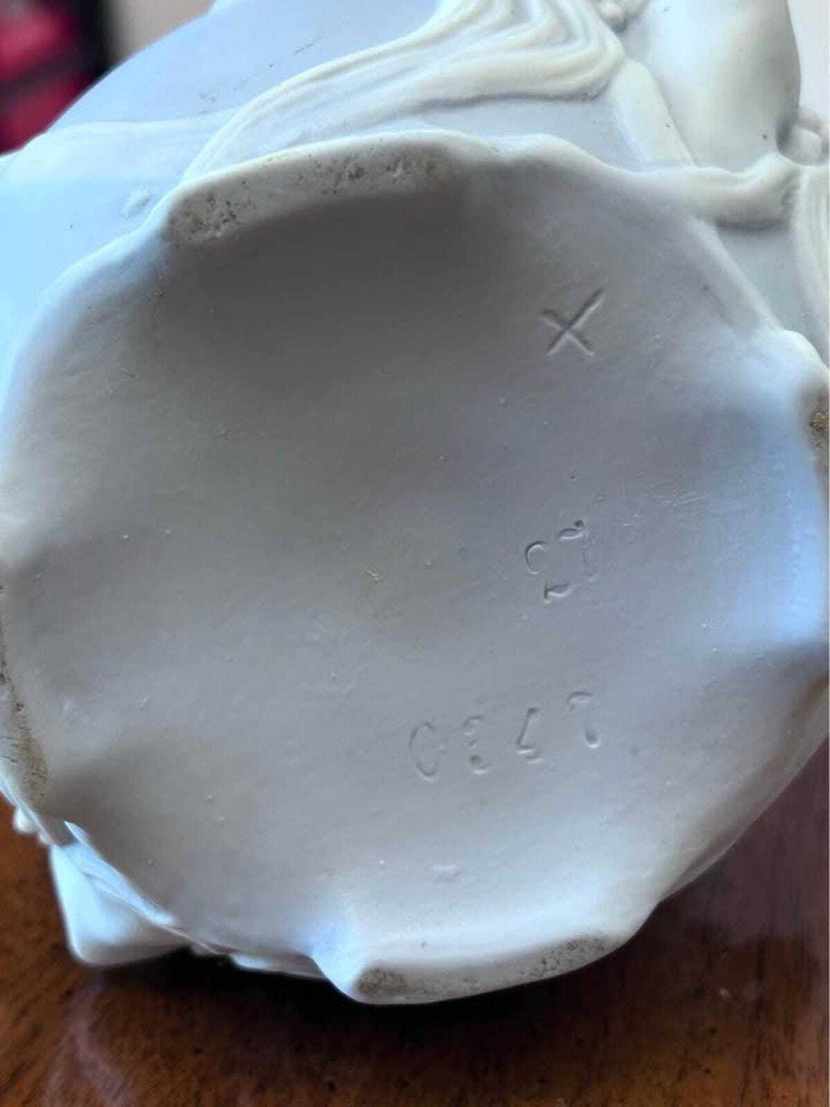 Antique Schafer & Vater Blue Bisque Porcelain Art Nouveau Maiden Vase