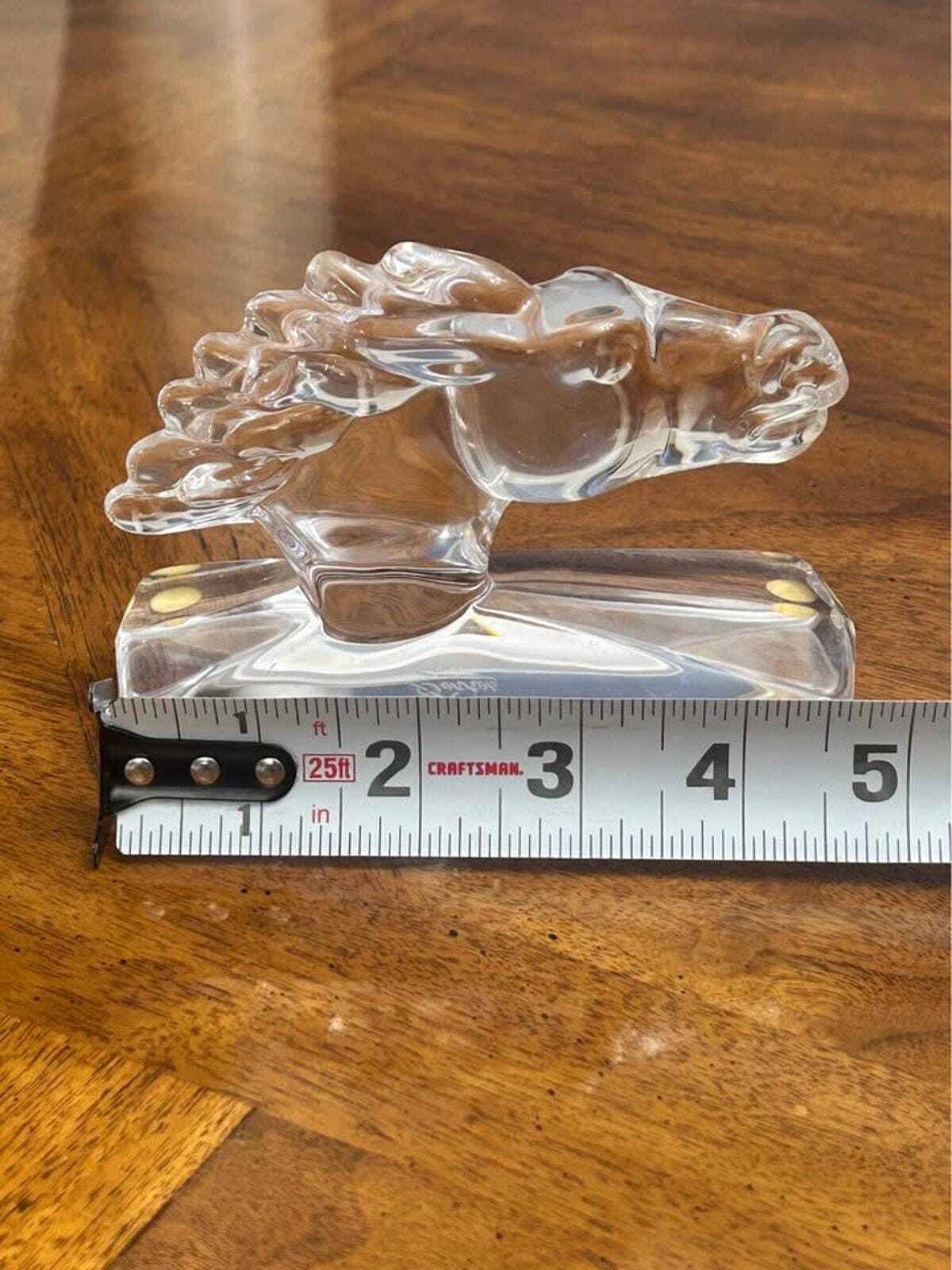 Vintage Sèvres France Clear Crystal Horse Head Sculpture Paperweight