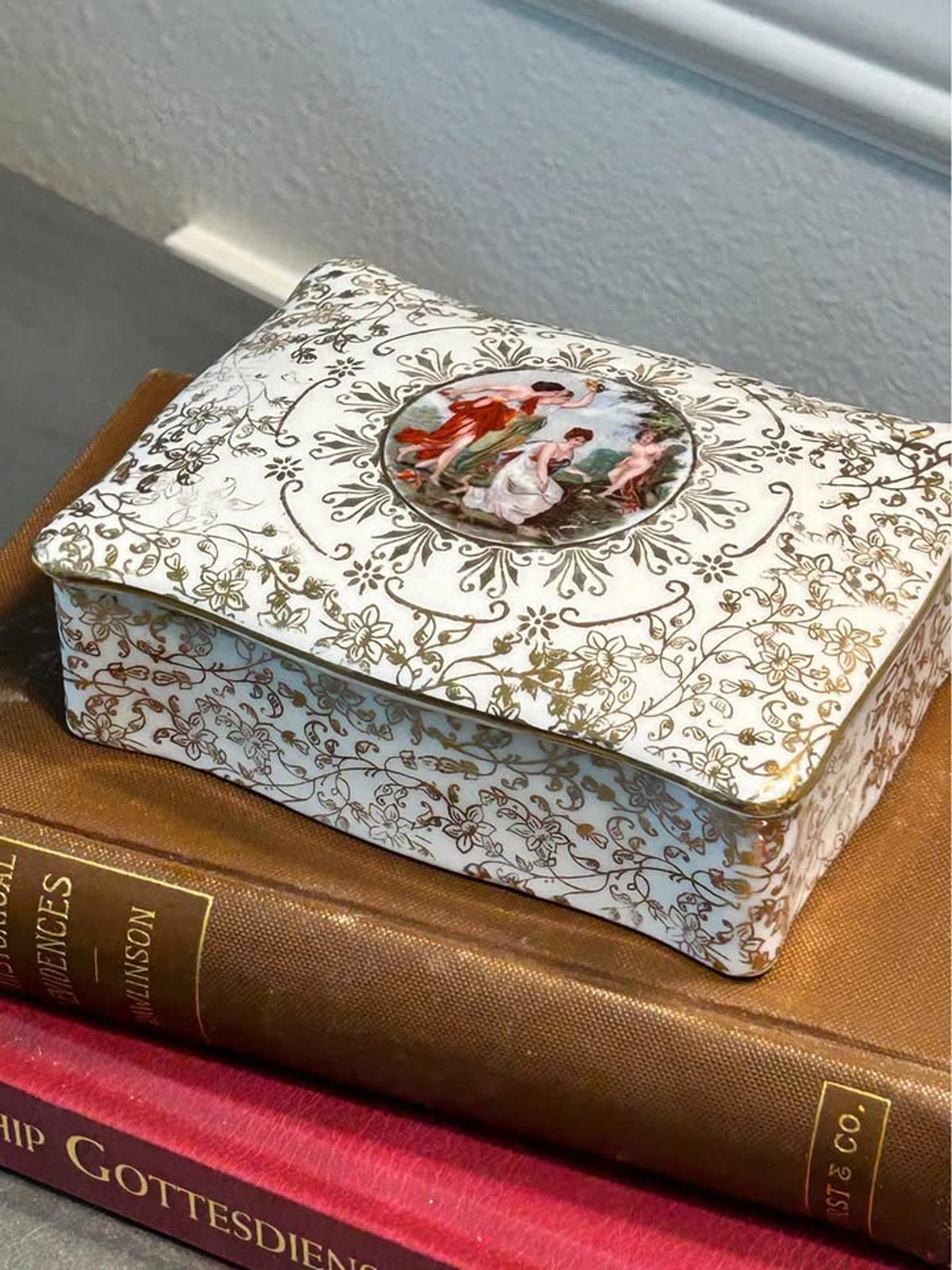 Vintage Marks & Rosenfeld Hand-Painted Classical Porcelain Box
