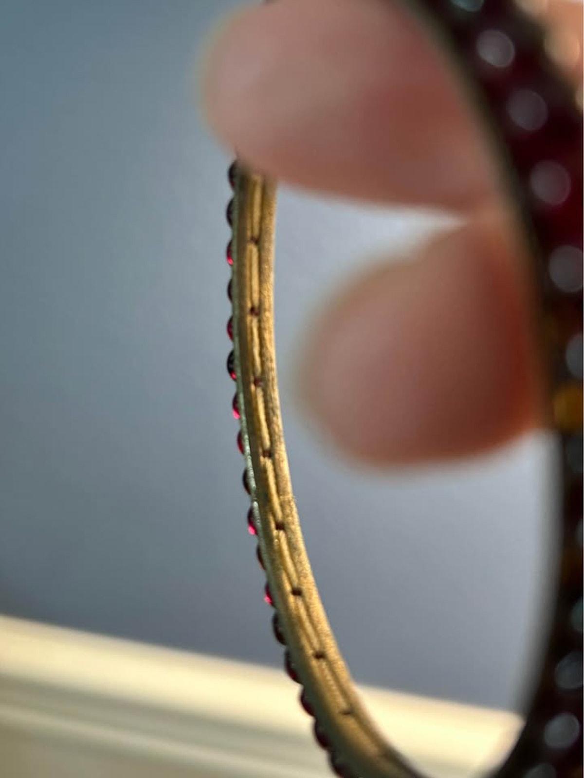 Victorian Bohemian Garnet Bangle in Gold-Washed Tombak