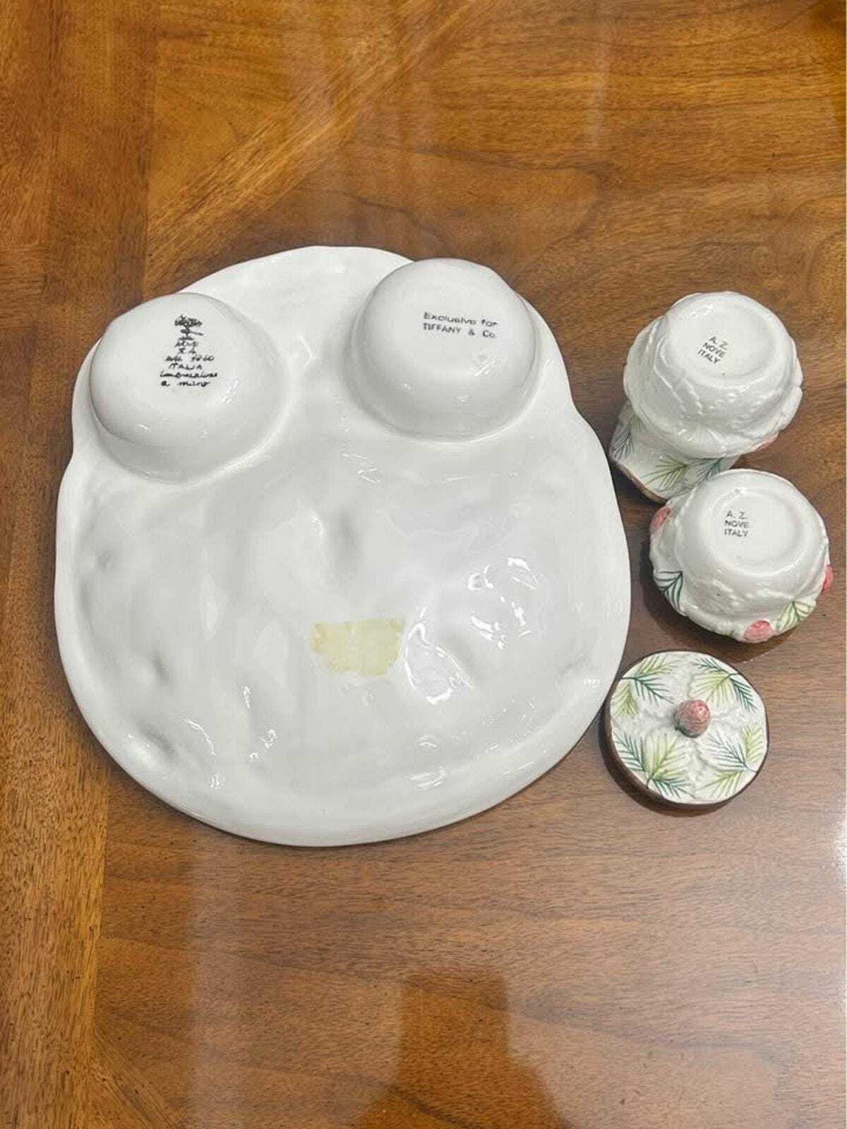 Vintage A.Z. Nove for Tiffany & Co. Majolica Strawberry Cabaret Set