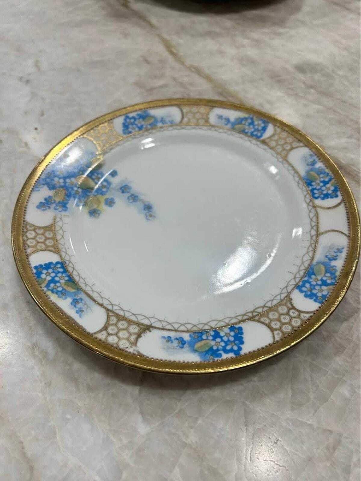 Antique Nagoya S.N.B. Nippon Hand-Painted Blue Floral Porcelain Partial Set