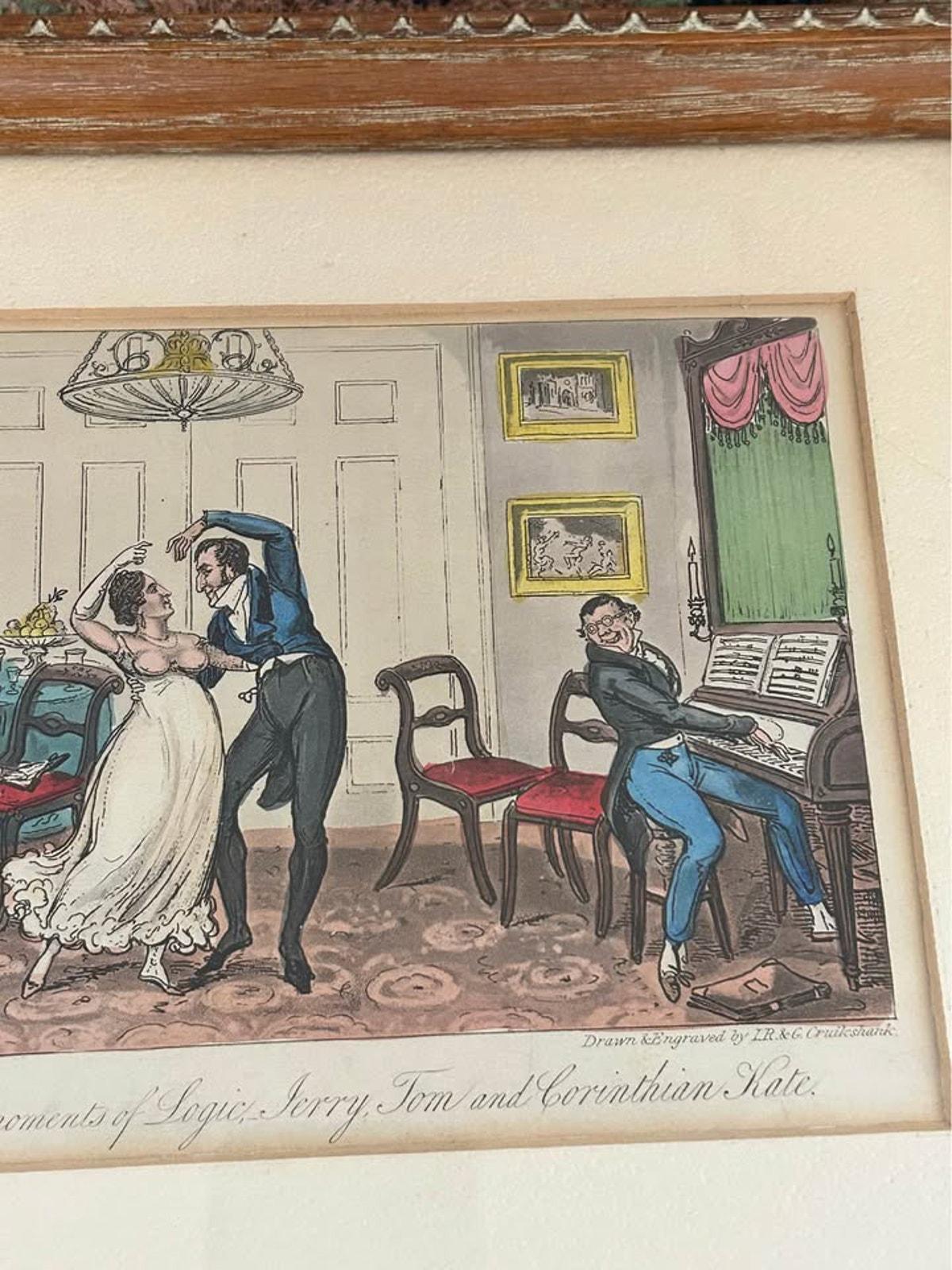 Antique 1821 I.R. & G. Cruikshank Life in London Aquatint Satirical Prints