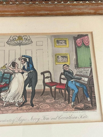 Antique 1821 I.R. & G. Cruikshank Life in London Aquatint Satirical Prints