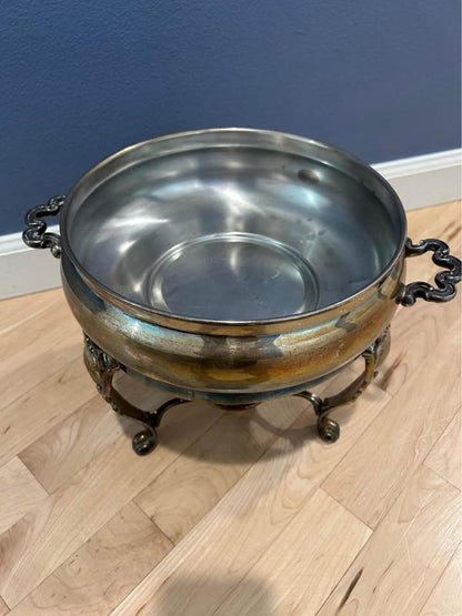 Vintage Silver Plated Chafing Dish – Victorian Revival Warming Stand
