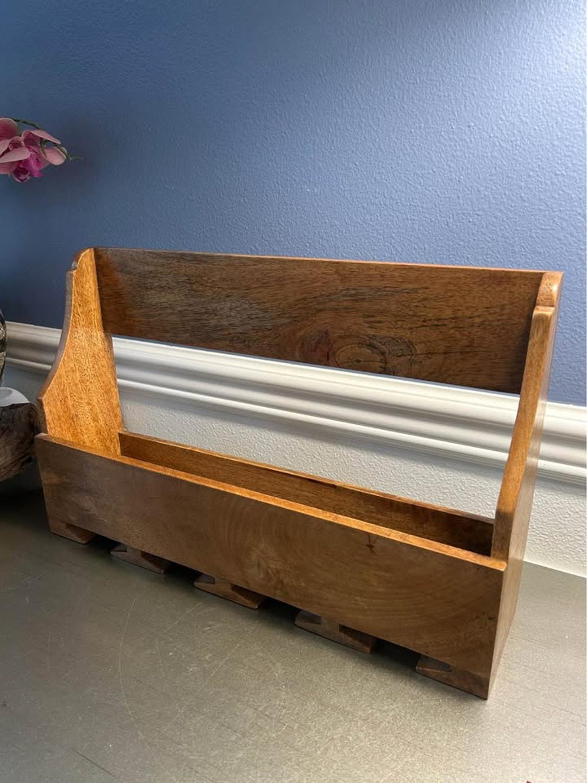 Handcrafted Mango Wood Wall-Mounted Wine Rack & Glass Holder