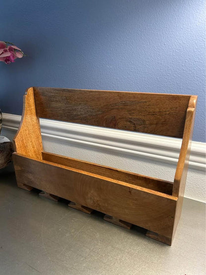 Handcrafted Mango Wood Wall-Mounted Wine Rack & Glass Holder